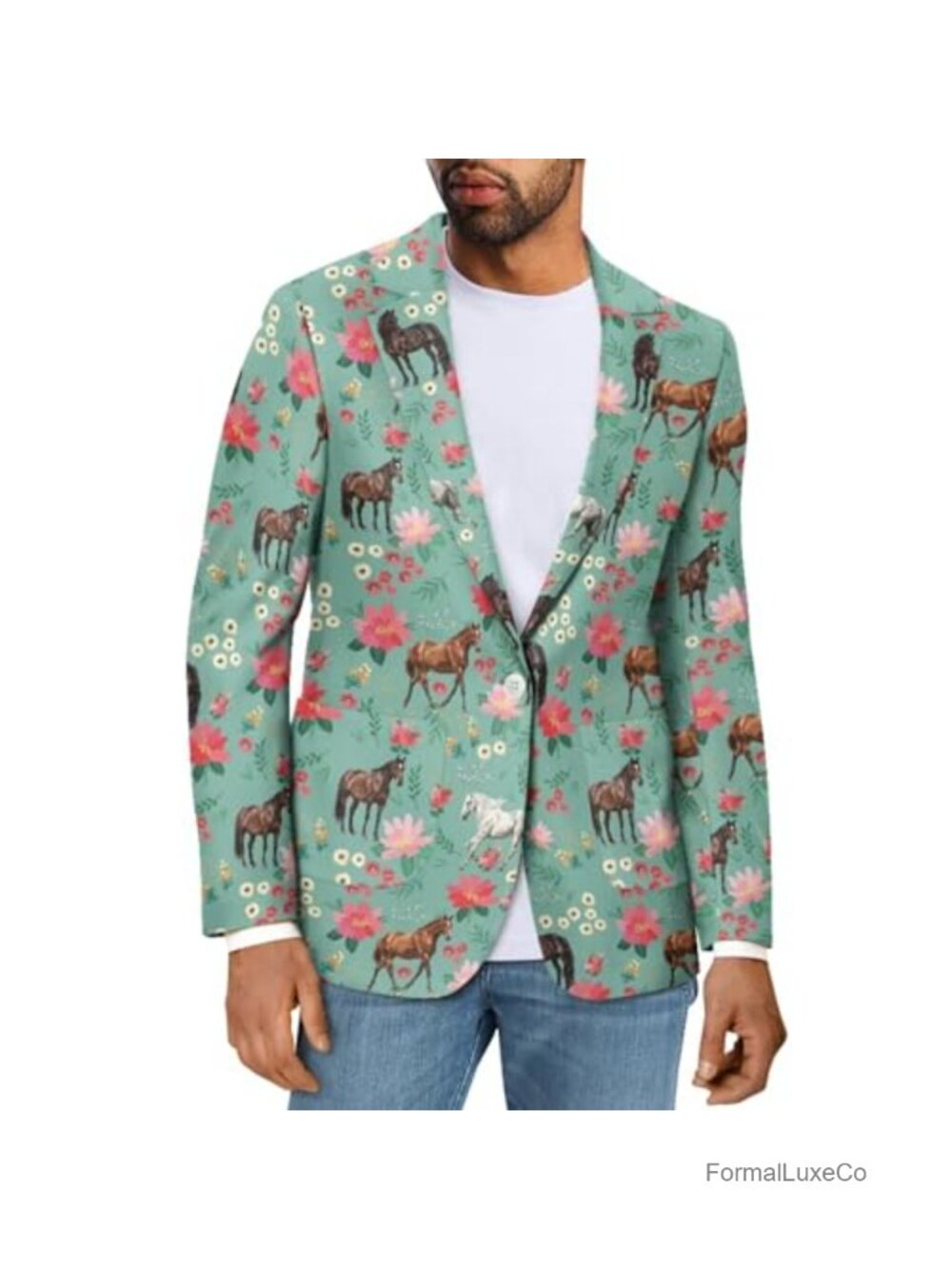 Men's Casual Notch Lapel One Button Sport Coat Blazer Polyester
